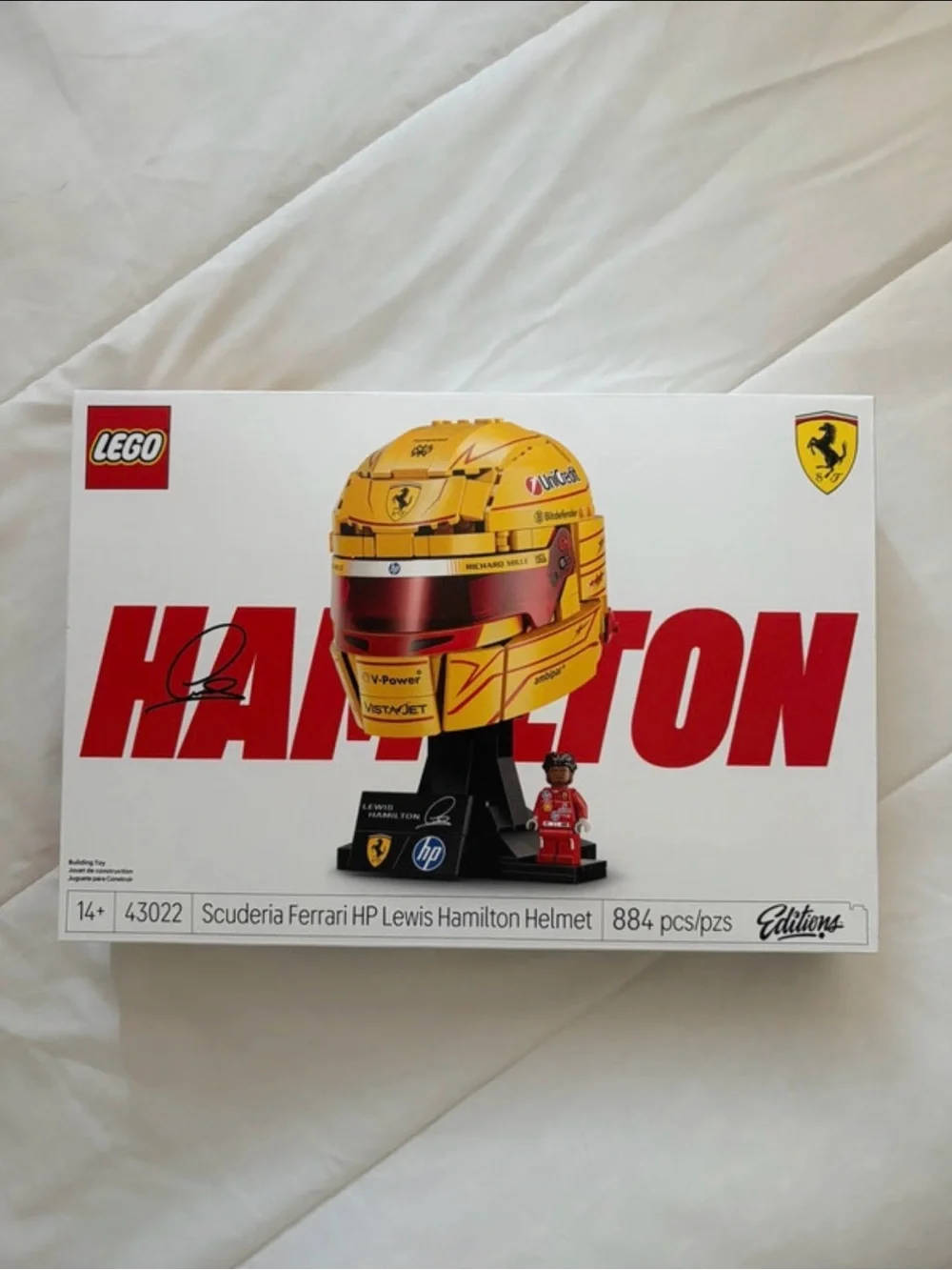 LEGO Yellow Ferrari Racing Helmet Display Model